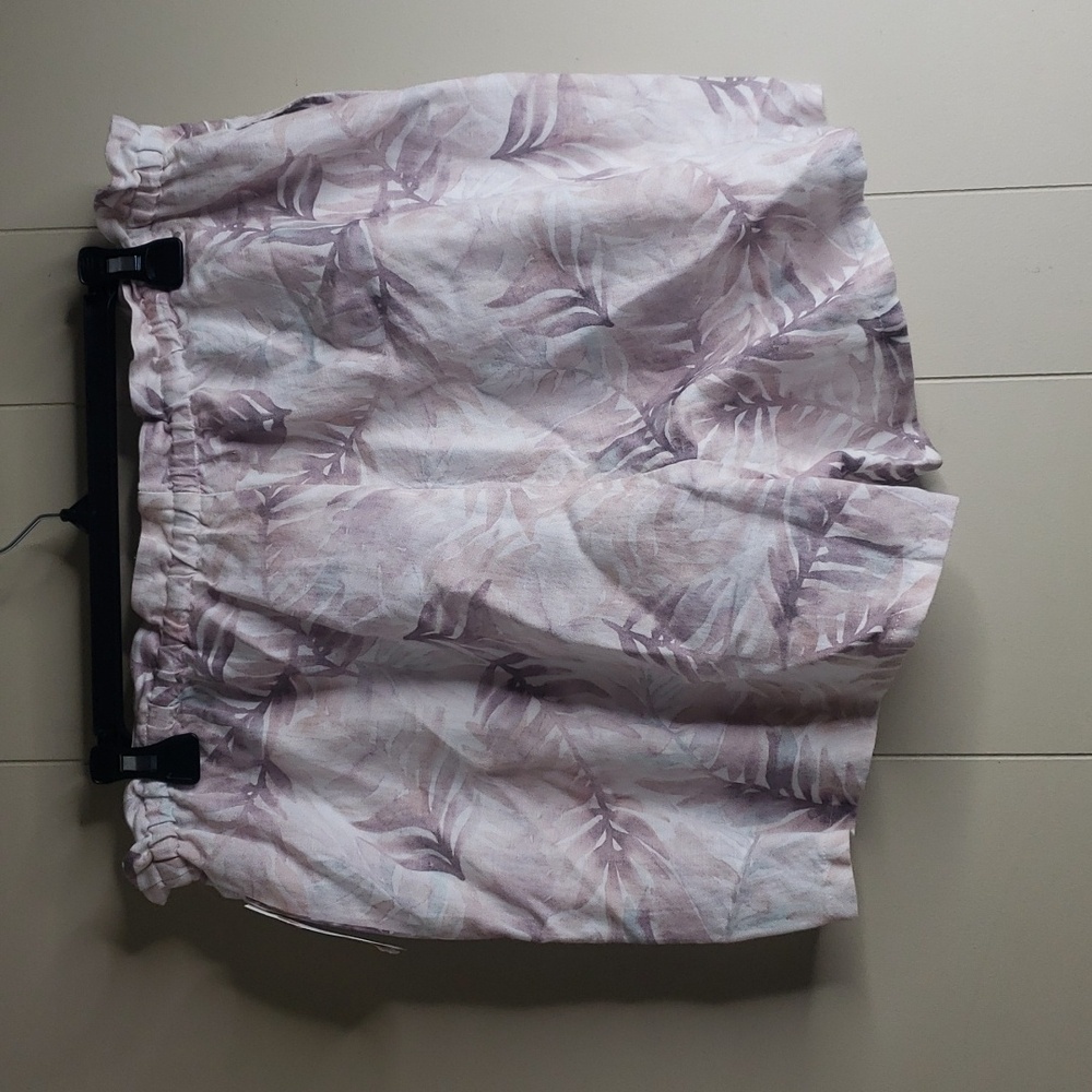 Cloth & Stone Palm Print High Rise Drawstring Elstatic Waist Linen Shorts Large - Picture 7 of 7